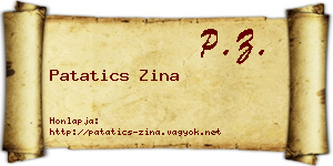 Patatics Zina névjegykártya